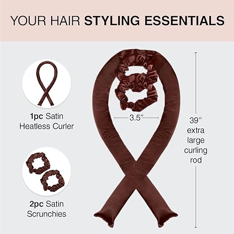 Kitsch XL Satin Heatless Hair Curler Set - Heatless Curls Overnight, Hair Rollers for Soft Curls & Frizz-Free Styling