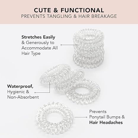 Kitsch Spiral Hair Ties for Women - Creaseless and Dent-free Coil Hair Ties
