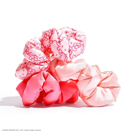 Hello Kitty x Kitsch Fabric Scrunchies - No Crease Hair Ties for Girls