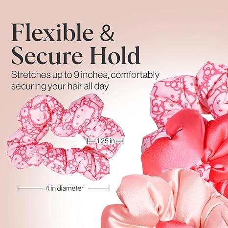 Hello Kitty x Kitsch Fabric Scrunchies - No Crease Hair Ties for Girls