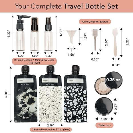 Kitsch 11 PCS Travel Bottles for Toiletries