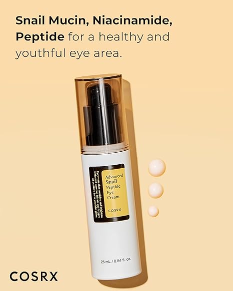 COSRX Snail Mucin Peptide Under Eye Cream, 0.84 fl oz, 73.7% Snail Mucin and Niacinamide