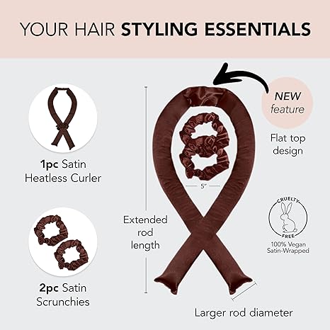 Kitsch XL Satin Heatless Hair Curler Set - Heatless Curls Overnight, Hair Rollers for Soft Curls & Frizz-Free Styling