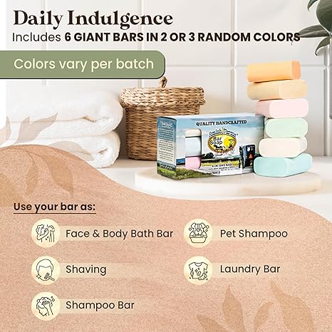 Amish Farms Bar Soap w/All Natural Bentonite Clay (6 Bars) Made in USA