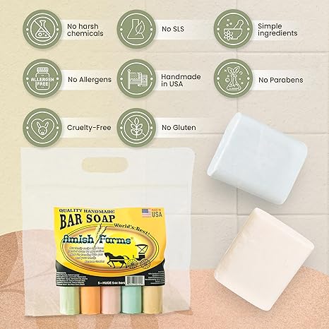 Amish Farms Soap Bar with All Natural Bentonite Clay | Made in USA