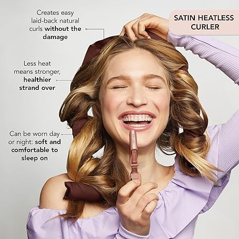 Kitsch XL Satin Heatless Hair Curler Set - Heatless Curls Overnight, Hair Rollers for Soft Curls & Frizz-Free Styling