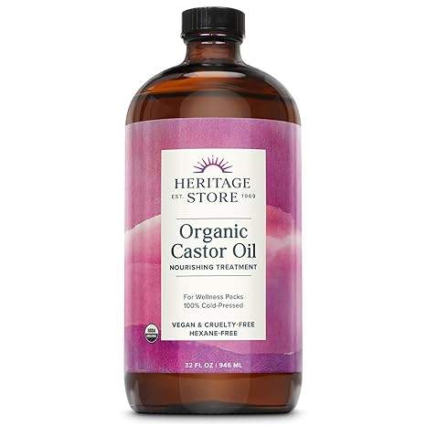 HERITAGE STORE Organic Castor Oil - Glass Bottle