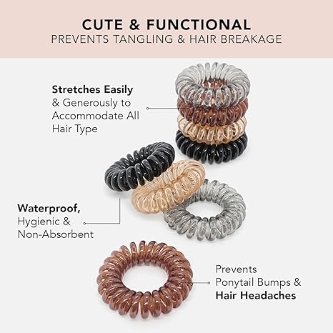 Kitsch Spiral Hair Ties for Women - Creaseless and Dent-free Coil Hair Ties No Damage