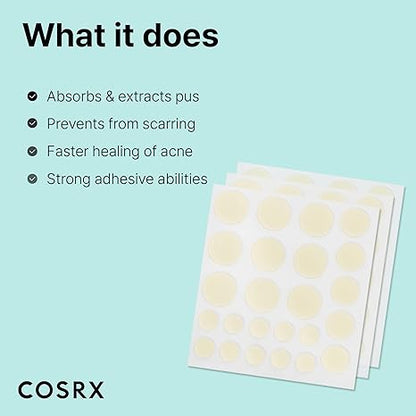 COSRX Acne Pimple Patch Absorbing Hydrocolloid Original 3 Size Patches for Blemishes and Zits Cover