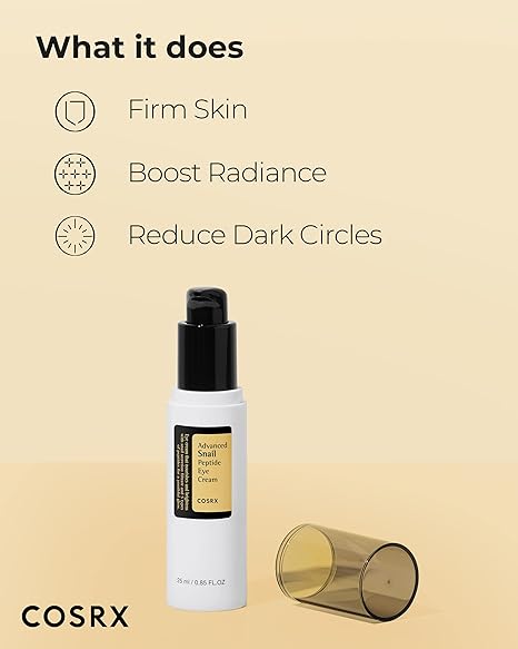 COSRX Snail Mucin Peptide Under Eye Cream, 0.84 fl oz, 73.7% Snail Mucin and Niacinamide