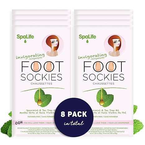 SpaLife Softening Care Foot Sockies (8-Pack) - Spearmint & Tea Tree Oil