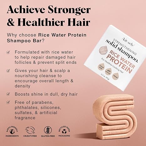 Kitsch Rice Water Shampoo Bar - Dry Hair Shampoo & Soap Bar for Hair Care