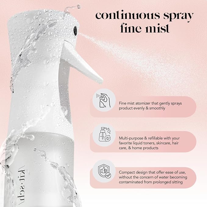 Kitsch Recycled Plastic Continuous Spray Bottle - White 150 ml