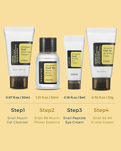 COSRX All About Snail Mucin Korean Skin Care Set, Mini Travel Essentials