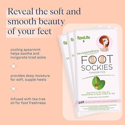 SpaLife Softening Care Foot Sockies (8-Pack) - Spearmint & Tea Tree Oil