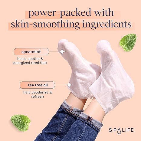 SpaLife Softening Care Foot Sockies (8-Pack) - Spearmint & Tea Tree Oil
