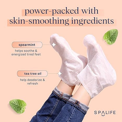SpaLife Softening Care Foot Sockies (8-Pack) - Spearmint & Tea Tree Oil