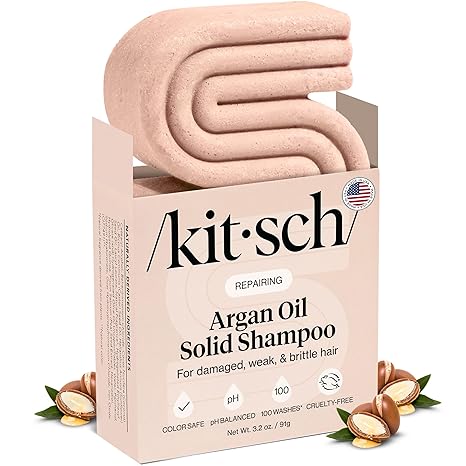 Kitsch Argan Oil Shampoo Bar - Repairing Solid Hair Shampoo for Women and Men